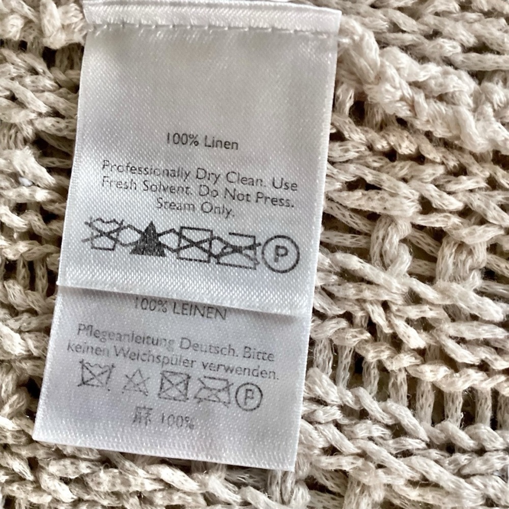 Eddie Bauer Cream Open-Front 100% Linen Knit Sweater Cardigan Women’s Size XL - Picture 11 of 16